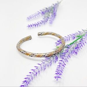 Vintage Brutalist Mixed Molded Metal Cuff Bracelet